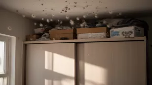 Przestrzeń między szafą a sufitem