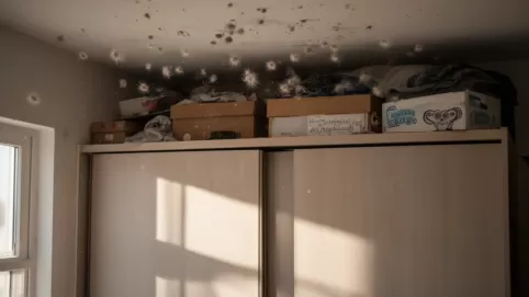 Przestrzeń między szafą a sufitem